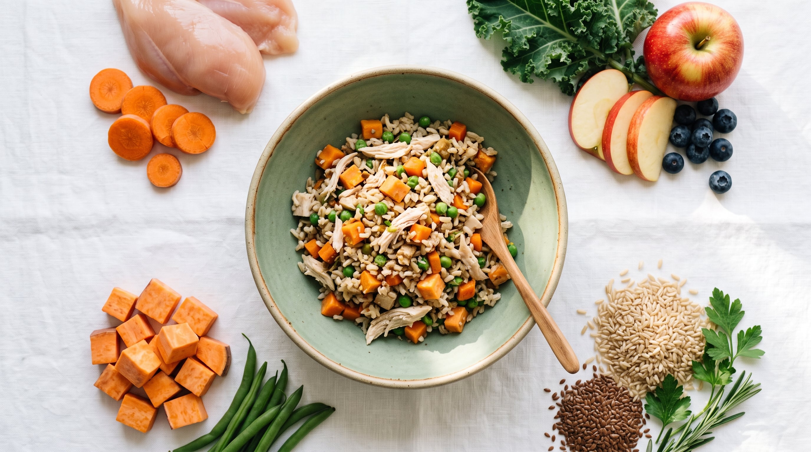 Comida natural y saludable para perro presentada de forma elegante